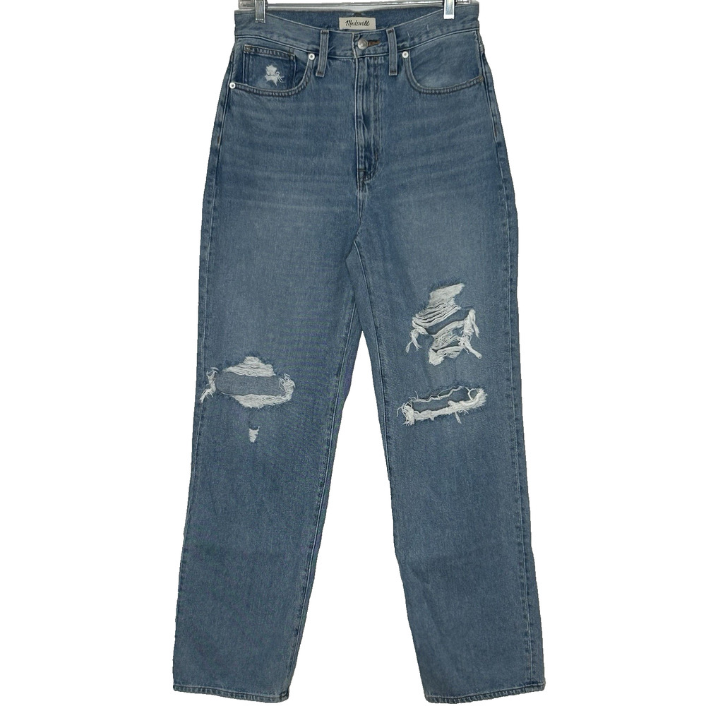 Madewell Baggy Straight Jeans Size 27 High Waist Ripped Distressed